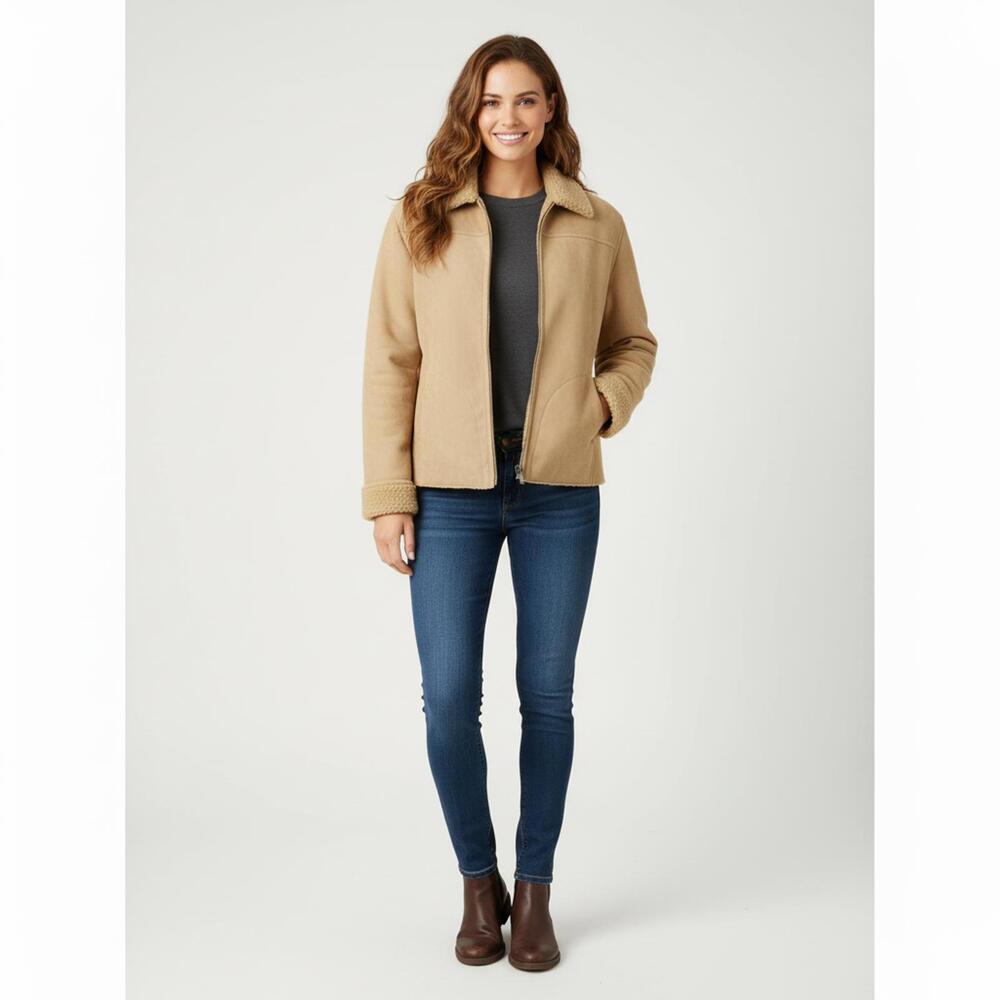 Cozy Beige Faux Shearling Jacket for Women